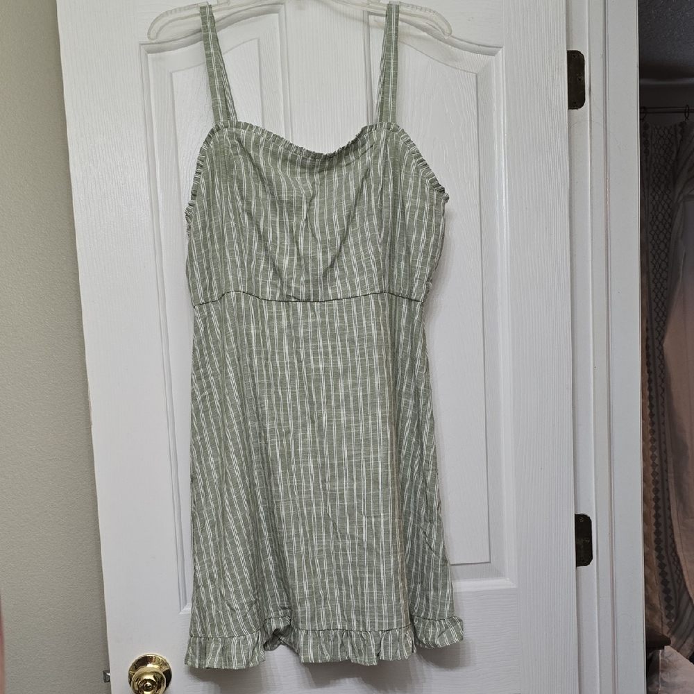 Speechless Sage Green Striped Dress
